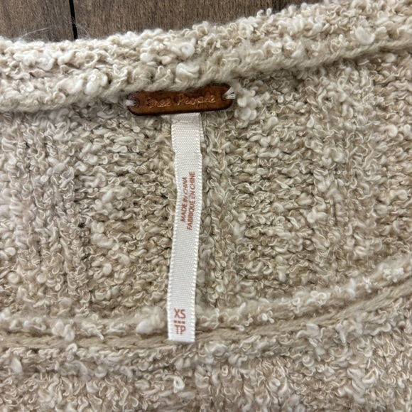 Free People XS Good Day Pullover Chunky Knit Sweater Oatmeal Tan - Picture 6 of 12